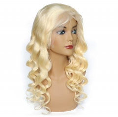 QueenWeaveHair Loose Wave Honey Blonde 613 Color Lace Front Wig