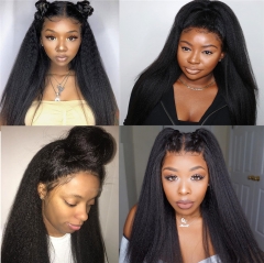 QueenWeaveHair Human Hair Hd Lace Kinky Straight Wigs With Baby Hair