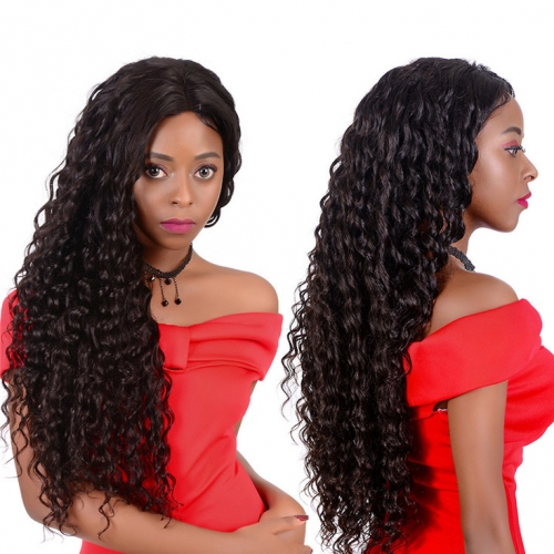 QueenWeaveHair Deep Wave Human Hair Curly 360 Lace Frontal