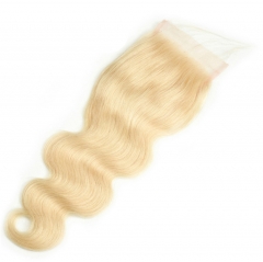 QueenWeaveHair Body Wave Honey Blonde Human Hair Lace Closure HD Film Lace