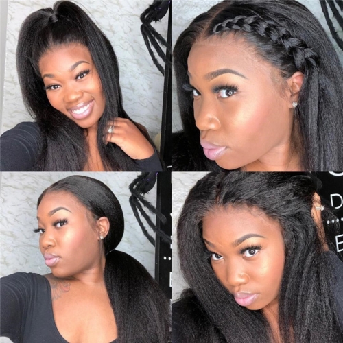 QueenWeaveHair 3 Bundles Kinky Straight Hair Human Hair Extensions