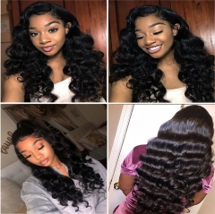 QueenWeaveHair 4 Bundles Loose Curls Long Hair With Lace Closure