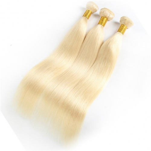 QueenWeaveHair 3 Bundles Straight Blonde Human Hair Bundles For Black Women