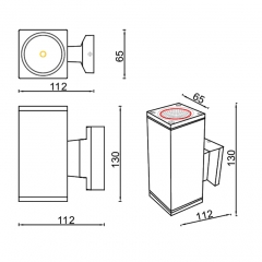 LED Outdoor Wall light/Garden Light Square 10W 2x10W IP54 Black