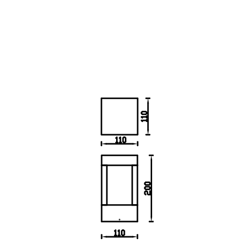 LED Bollard Light Landscape Lighting lawn light Square IP54 Black