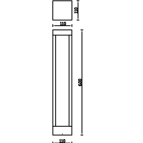 LED Bollard Light Landscape Lighting lawn light Square IP54 Black