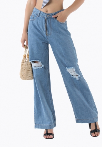 Large size denim trousers wide leg pants 