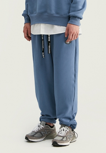 Retro color straight drawstring pants feet knitted sweatpants