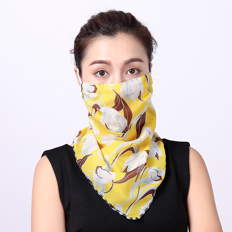 Printed Silk Scarf Face Mask Fashion Mask Sunburn Protection 6121