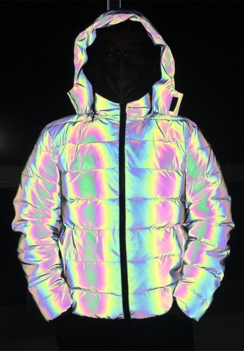 Colorful reflective thickened warm cotton jacket