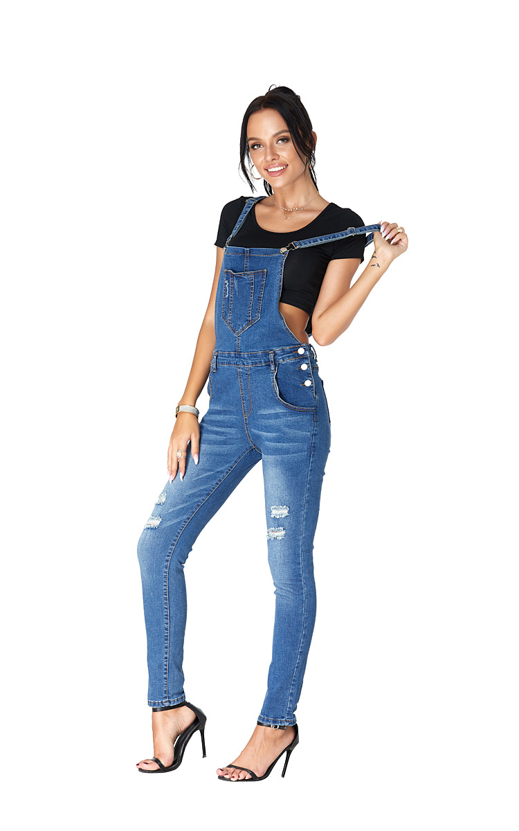 Loose denim overalls,