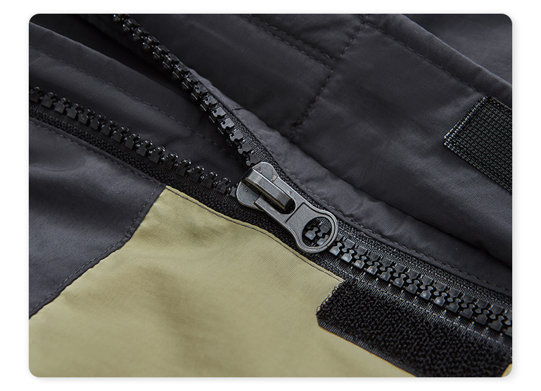 Contrasting color stitching Velcro zipper pockets warm down jacket ...