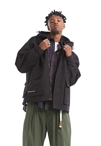 Multi-pocket warm down jacket long coat