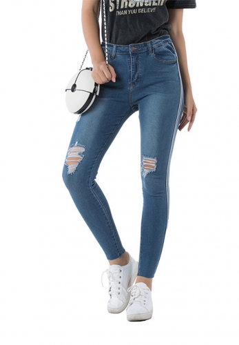 stretch hole washing jeans