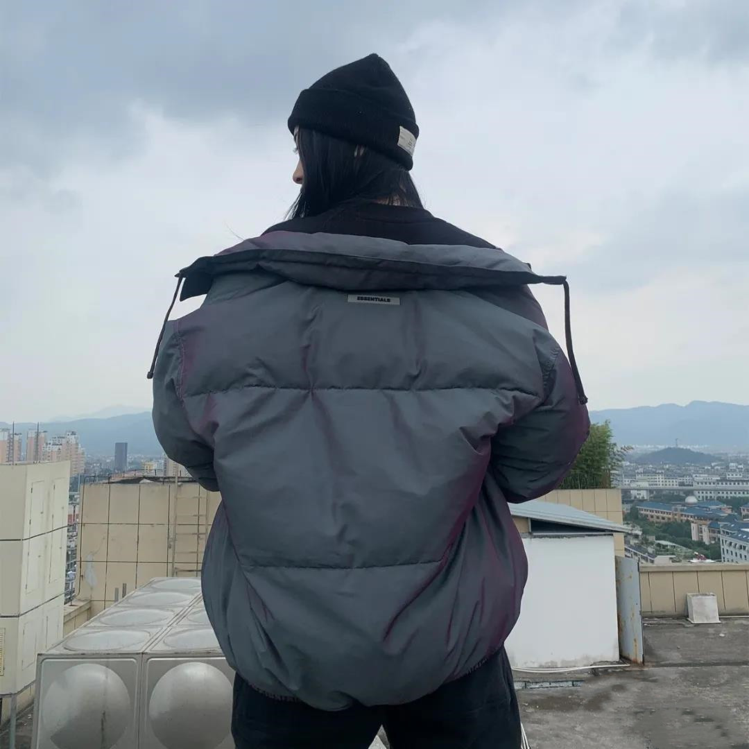 A Purple nylon fabric down jacket from FEAR OF GOD;Keep warm;Cool