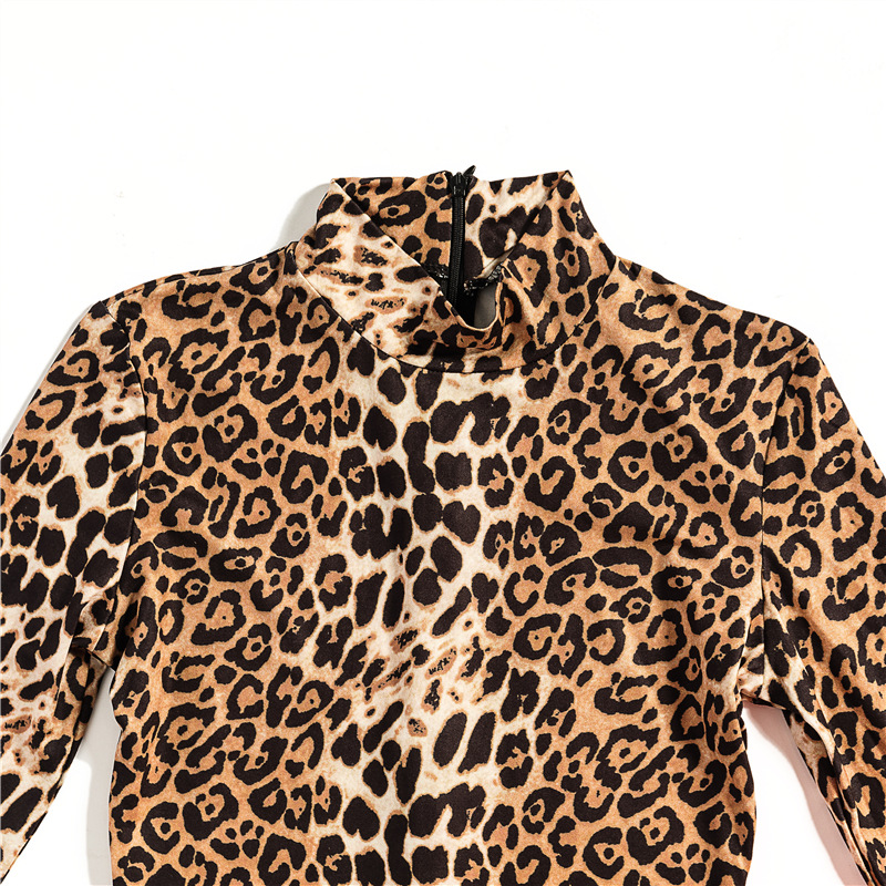Wish European and American sexy high collar close waist leopard print ...
