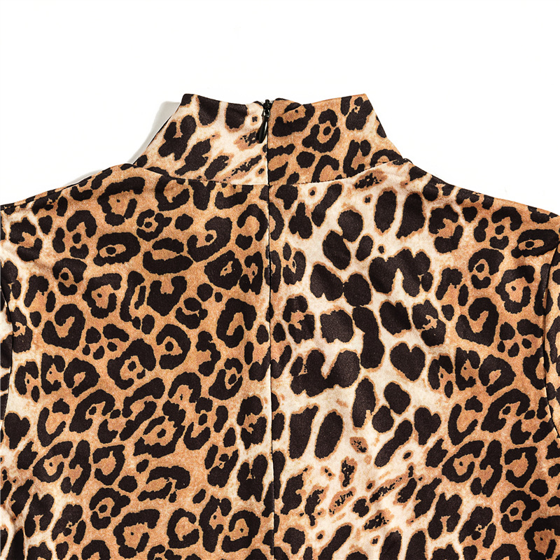 Wish European and American sexy high collar close waist leopard print ...