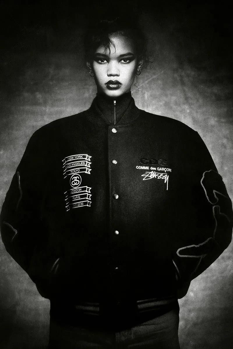 CDG STUSSY 40 VARISITY Jacket / 3D stereo super thick towel embroidery