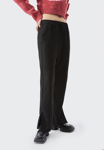 The new fall 2021 fashion brand vertical elastic-waisted spice straight leg slits 38506GW21