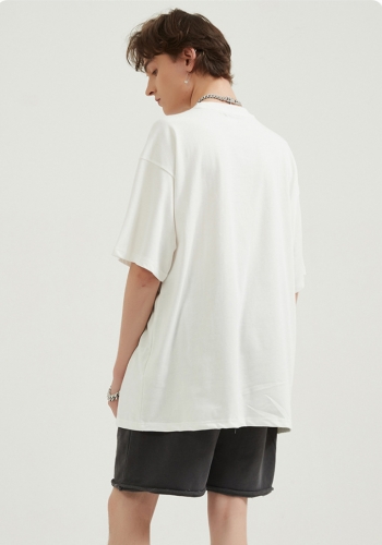 230g pure cotton plain white Short sleeve T-shirt shoulder loose