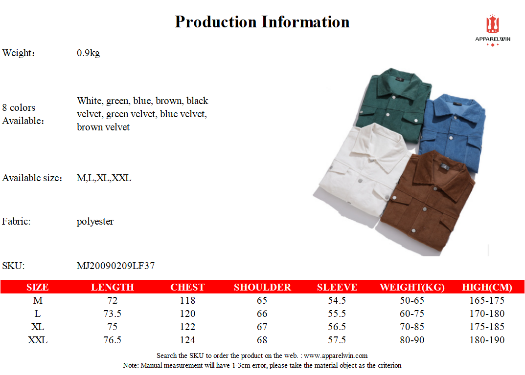 Solid color corduroy jacket,Jacket & Coat