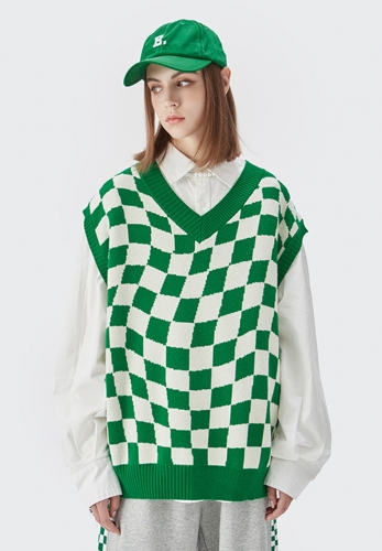 2021 Autumn Checkerboard Vest Sweater