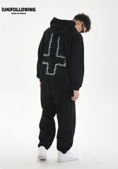 (UN)FOLLOWING 2021 Autumn & Winter Lmitation Embroidery Cotton Hooded Terry Sweater Hoodie
