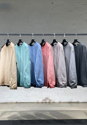 2021 Gradient Edging Washed Batik Long Sleeve Vintage T-Shirt