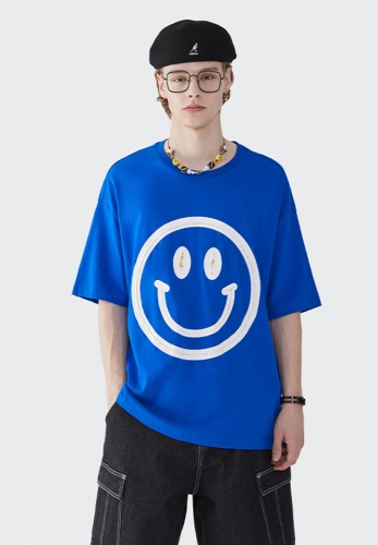 2022 new 3D smiley face print couples section short-sleeved t-shirt men