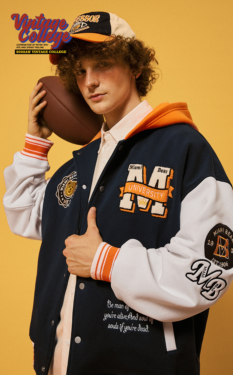 High Street Vintage Varsity Jackets Men Embroidery Letter Baseball