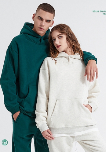 360G Solid color thickened button hoodie