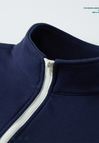 Heavy standing collar side stitching plus fleece zipper jacket with all-match waist design