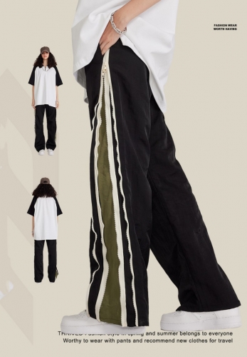 Double Zipper Contrast Colors Pants