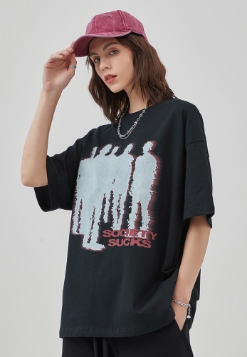 230G Shadow Printing T-shirt Loose