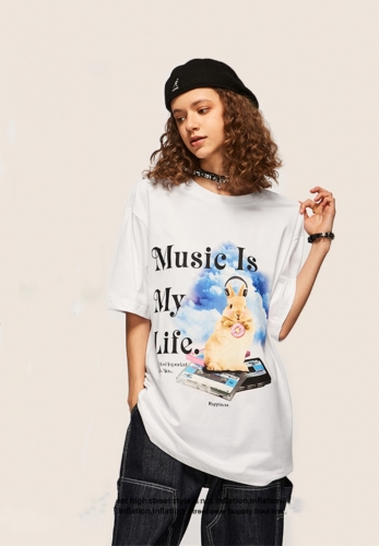 220G Loose Casual Printed T Shirt