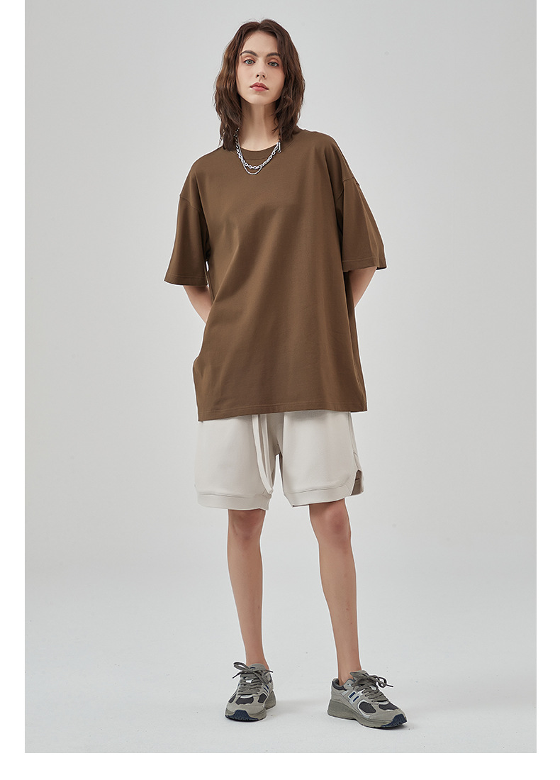 275G earth color loose short-sleeved t-shirt,T-shirt & Polo