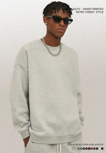 350G fleece loose round neck sweater