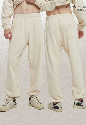 400g heavy terry earth tone loose track trousers