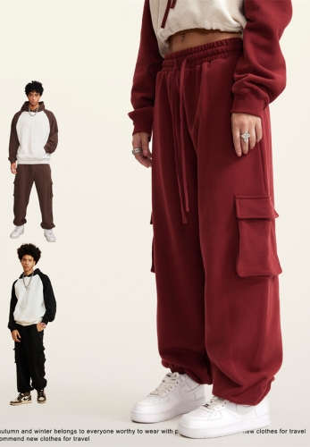 365G plus velvet trousers loose overalls sports pants