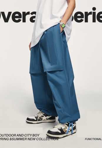 Drawstring wide-leg cargo pants