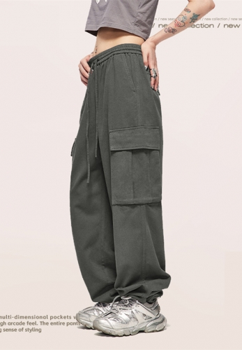 Cargo straight leg wide-leg pants