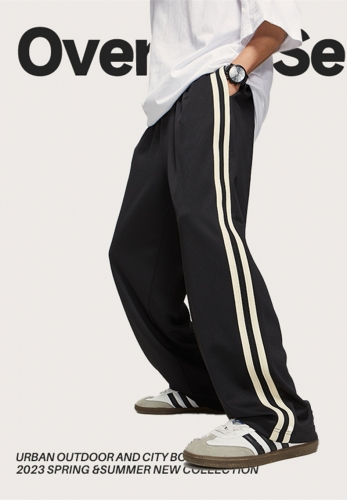 Sports webbing straight-leg pants