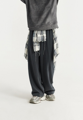 Double-sided polar fleece straight wide-leg pants