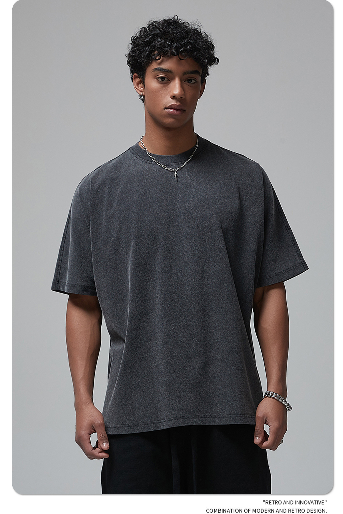Fried Snowflake 275G washed retro short-sleeved T-shirt,T-shirt & Polo