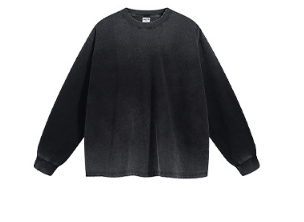 2024 Autumn/Winter New Product 275G Anti Bottom Stir Frying Color Staining and Dyeing for Aging, Grinding Edge Long Sleeve Cotton T-shirt