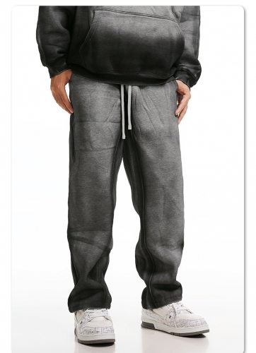 2024 autumn gradient loose trendy brand sports pants American high street washed wide leg sweatpants