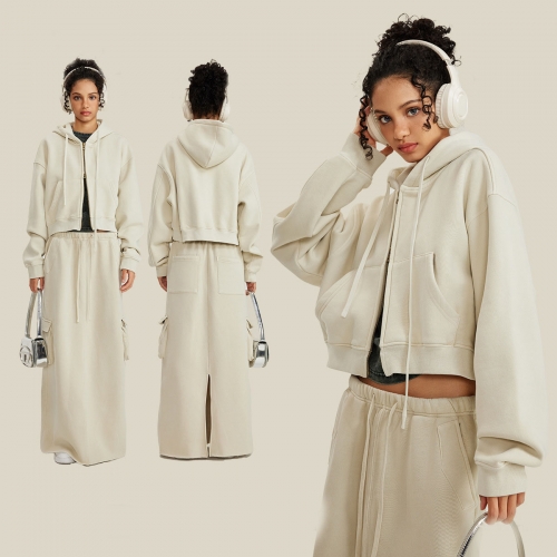 Washed Cardigan Suit Sweater Dress Short Sports Jacket