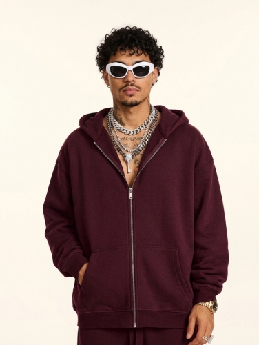 345GLoose casual fleece hooded sweatshirt
