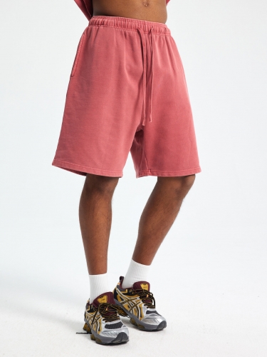 420G batik washed distressed vintage terry shorts