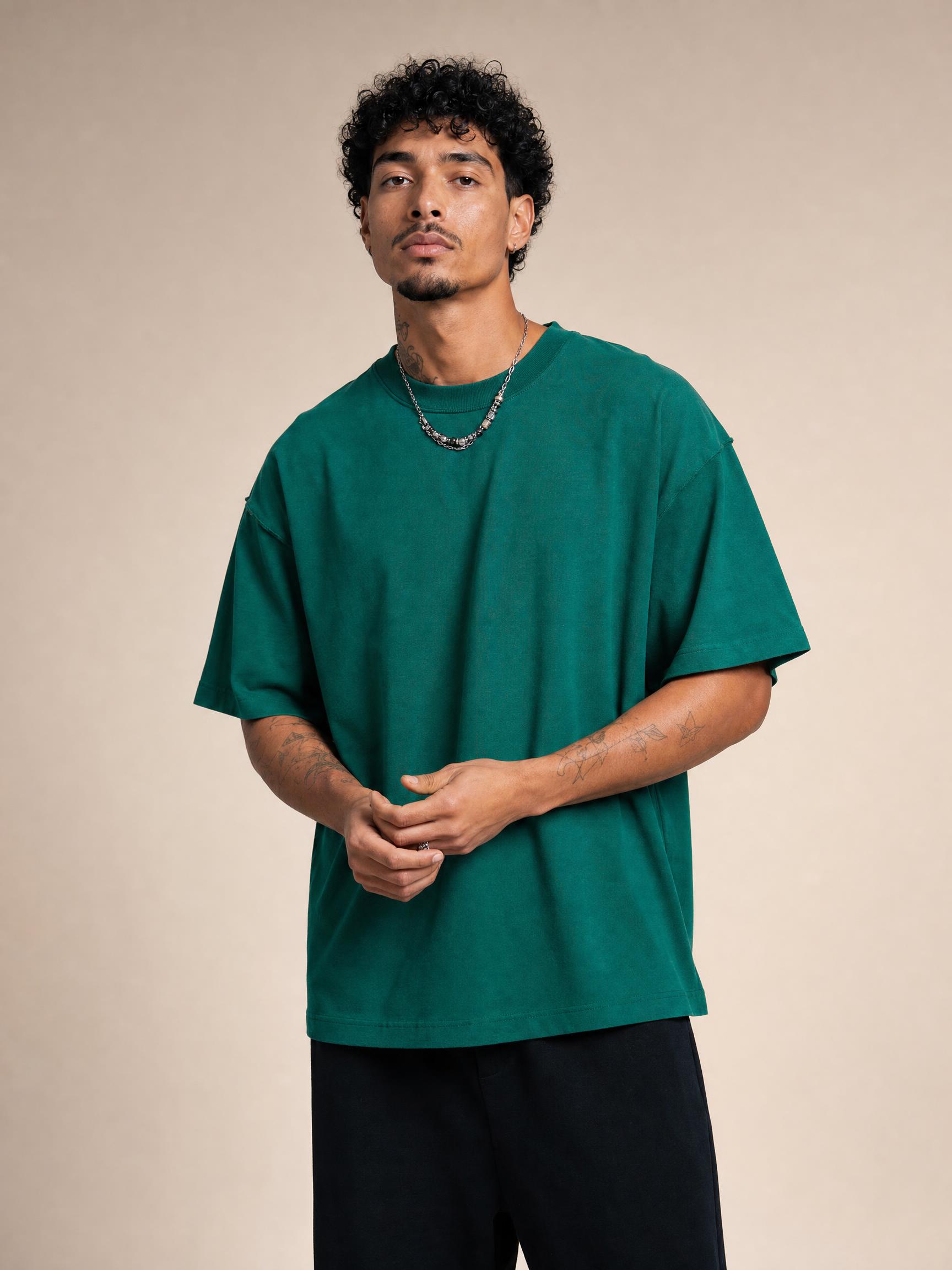 230GFrayed reverse collar wash T-shirt